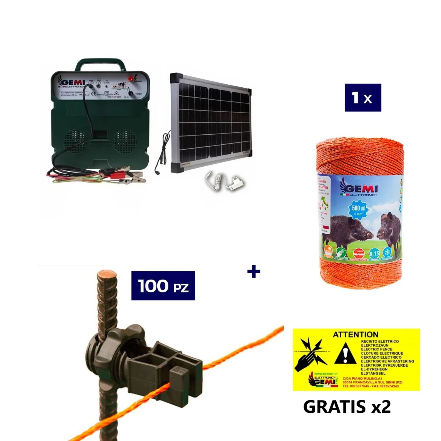 Електропастир Пълен комплект със соларен панел: 12V захранващ блок и 500m 6mm² тел за електрическа ограда