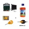 Електропастир Пълен комплект със соларен панел: 12V захранващ блок и 500m 6mm² дървен кабел за електрическа ограда
